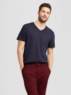 Comfortable Design Dark Navy Blue V Neck T Shirt
